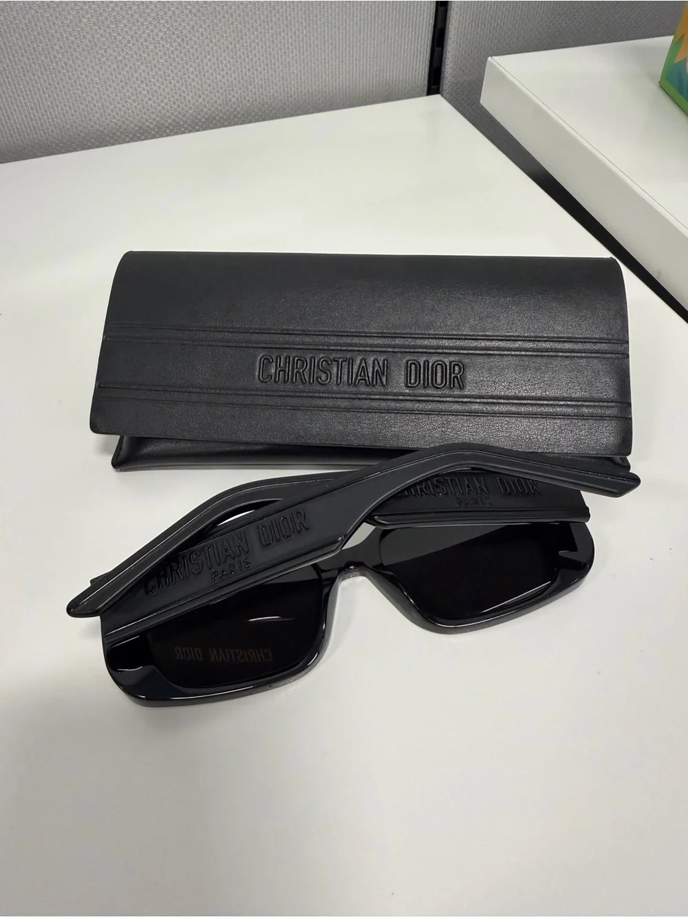Dior Black Rectangular Sunglasses with Branded Case